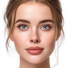 Fototapeta premium Natural beauty and wellness are achieved through a woman's face and skincare routine, as depicted on a transparent PNG background, conveying a sense of confident and healthy self-care