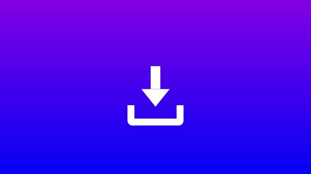 download button icon. animation of download icon arrow on gradian colour background. 