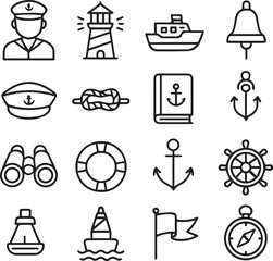 set of outline style  Navy icons