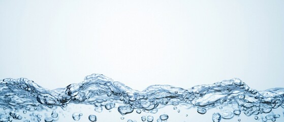 Crystal Clear Water Waves with Air Bubbles on a Light Background