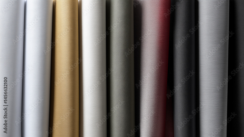 Aufkleber Luxury fabrics in plain color arranged in symmetrical pattern, featuring smooth textures and variety of neutral and muted tones, perfect for elegant interior design