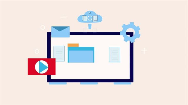 File download from online digital platform, download important data, 2d  animation video