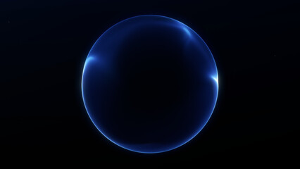 Simple glowing blue sphere on dark background. Perfect for clean design, futuristic themes, and tech interfaces.