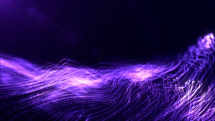 Glowing purple fibers flowing in smooth organic motion. Perfect for VJ, music visuals, or digital art design.