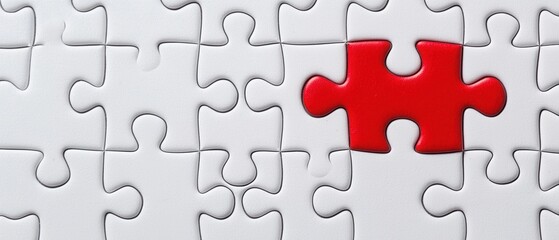 Obraz premium Red Puzzle Piece on White Background Symbolizing Uniqueness in Life