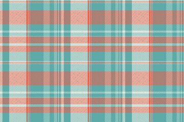 Classic plaid pattern, teal and coral colors. Versatile design for backgrounds, textiles, or print projects. Evokes tradition, comfort, and style.