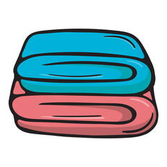 Two folded towels for spa salon. Vector illustration for sticker, print, icon. Image isolated on white background