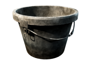 Large black bucket ready for gardening or construction projects