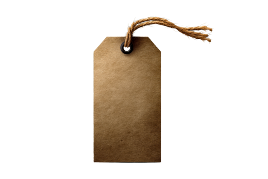 Blank brown tag with string for labeling and organization purposes