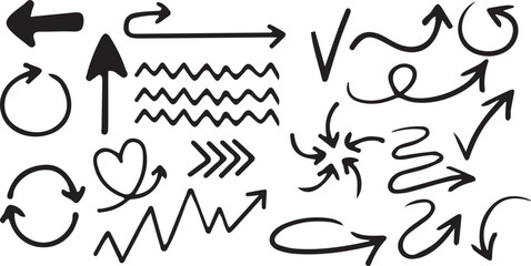 Outline Vector of Hand-Drawn Design Elements and Doodle, doodle, hand drawn, design, elements, vector, icon, outline, black, sketch, art, decor, drawing, swirl, flourish