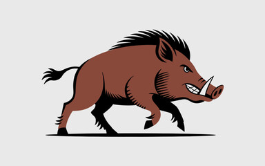Fototapeta premium Angry Brown Wild Boar Vector Illustration Artwork Design