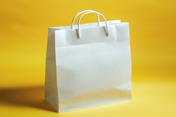 Minimalist white paper shopping bag mockup design