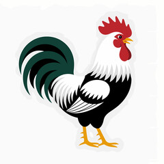 Cartoon Rooster Illustration Farm Animal White Background Isolated Image