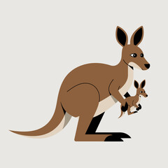 Kangaroo With Baby Joey Vector Illustration Design