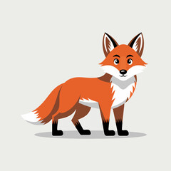 Obraz premium Cute Fox Cartoon Illustration Standing Isolated Vector Character