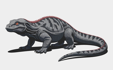 Fototapeta premium Artistic Pixelated Lizard Illustration Reptile Gray Scale Theme