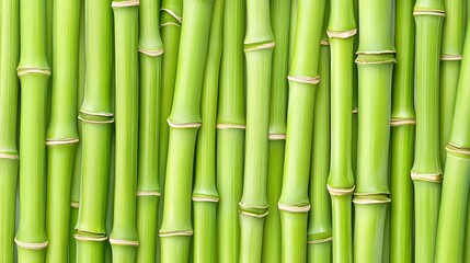 Obraz premium Close-up view of many vibrant green bamboo stalks.