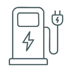 Vector icon of electric vehicle charging station and plug.