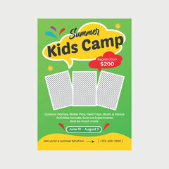Summer kids camp flyer design