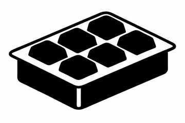 Ice Cube Tray Silhouette Vector Illustration 