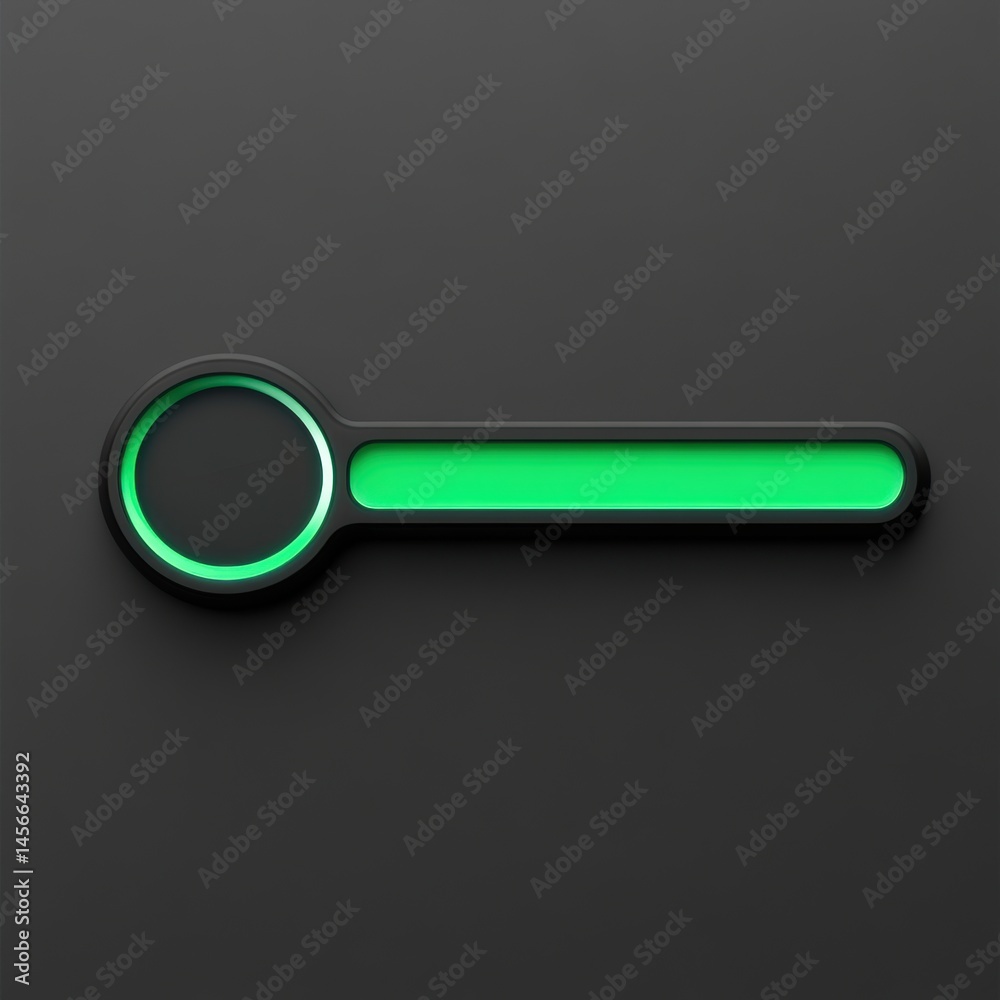 Fototapete Futuristic Slider Interface Element with Green Glow on Dark Background for UI Design Projects