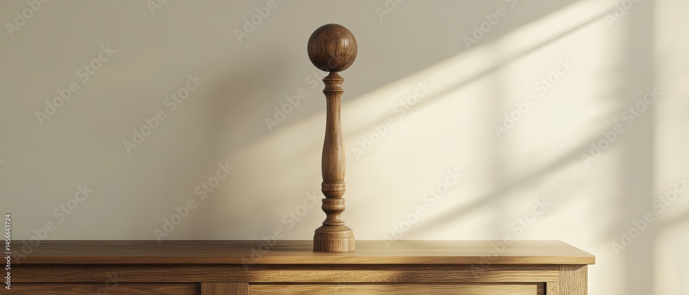 Leinwandbilder wooden sculpture on a table surface with soft light and shadow creating a serene and minimalist aest