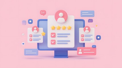 User feedback collection digital workspace graphic design interactive environment front view customer insights