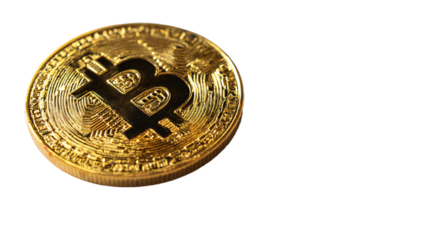a bitcoin on a white surface