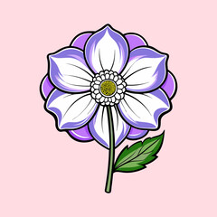A Lovely Purple and White Flower with Delicate Petals and Green Leaves