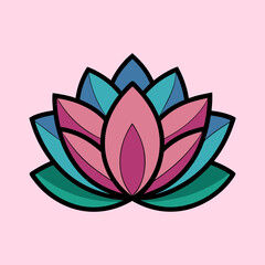 Beautiful Colorful Lotus Flower Design Illustration Graphic Art Image