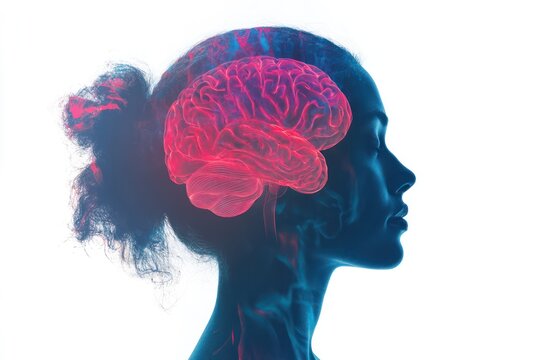 Women's mental health and brain fog concept art