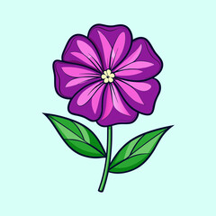 Beautiful Purple Flower with Green Leaves Illustration Graphic Design