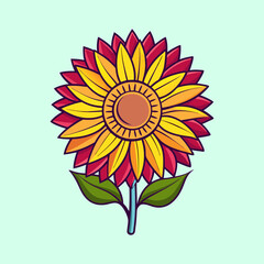 Vibrant Sunflower with Red and Yellow Petals Blooming in Summer Garden