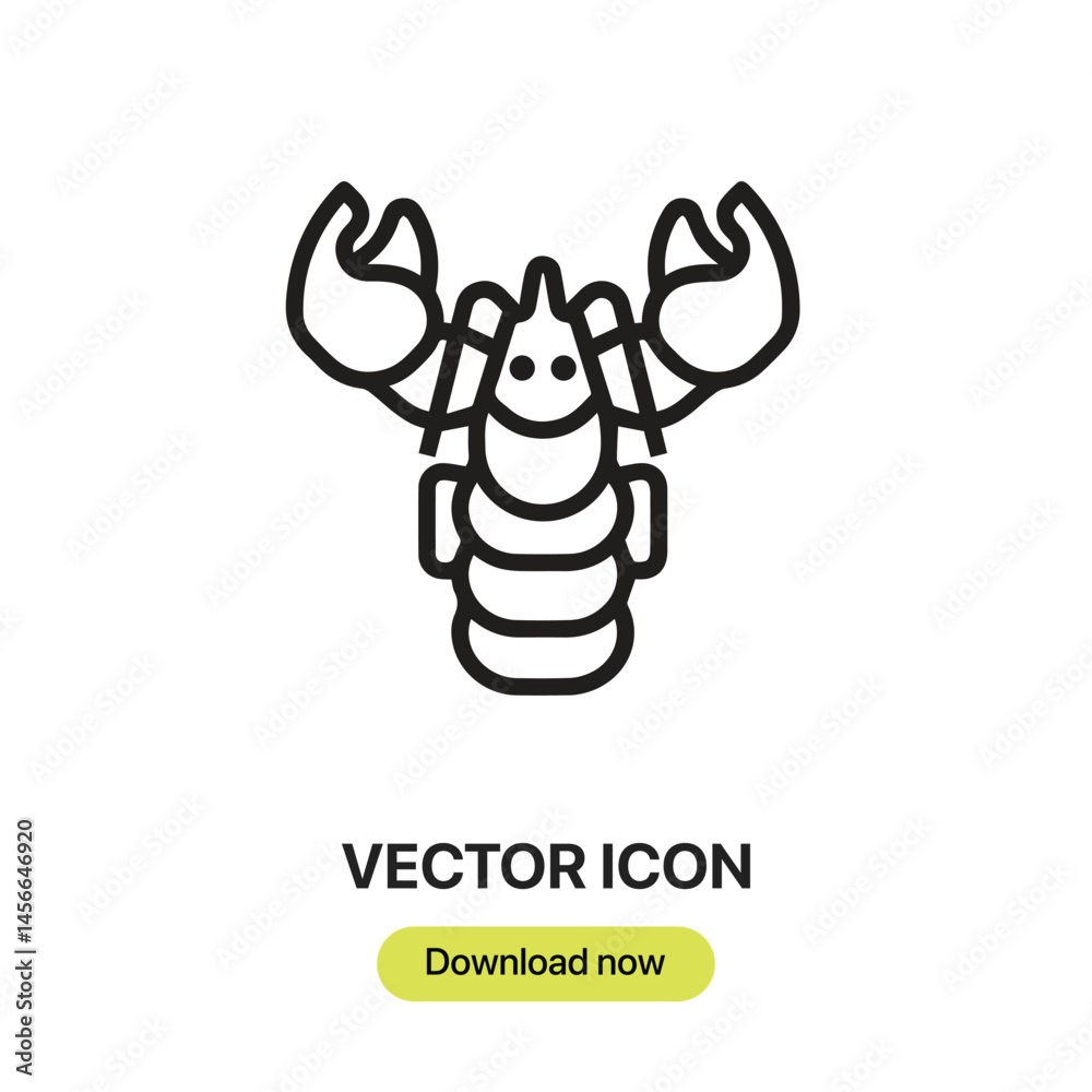 Poster lobster icon vector. linear-style sign for mobile concept and web design. lobster symbol illustratio