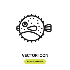 Puffer Fish icon vector. Linear-style sign for mobile concept and web design. Puffer Fish symbol illustration. Pixel vector graphics - Vector.	