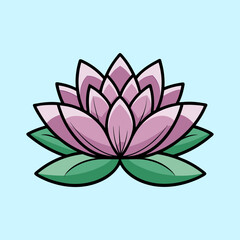 Beautiful Pink Lotus Flower Blossom Illustration Graphic Design