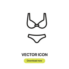 Bikini icon vector. Linear-style sign for mobile concept and web design. Bikini symbol illustration. Pixel vector graphics - Vector.	