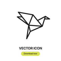 Origami Bird icon vector. Linear-style sign for mobile concept and web design. Origami Bird symbol illustration. Pixel vector graphics - Vector.	