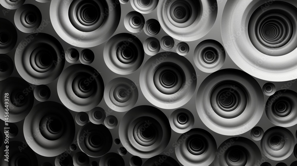 Poster abstract composition of circular shapes in various tones highlighting depth and texture