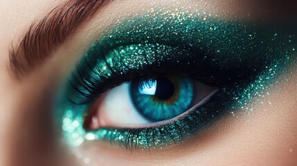 Fototapeta premium Bright teal fading into a deep emerald green for a bold look. 