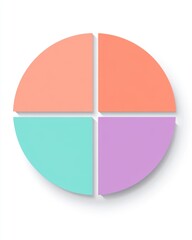 Fototapeta premium Pastel Colored Circular Diagram with Four Sections
