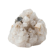 Fototapeta premium Natural crystal cluster, intricate clear and frosted textures, perfect for decor or healing practices, subtle shine, earthy appeal. Isolated on white background or PNG