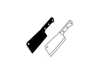 Sharp Kitchen Cleaver Illustration in Minimalist Outline Style Design. cleaver outline icon. Linear vector from kitchen concept. Thin line cleaver icon isolated on a white background.
