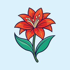 Vibrant Red Lily Flower Blossom Illustration Graphic Design Element