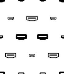 Hdmi Port Icon Seamless Pattern, High Definition Multimedia Interface Port
