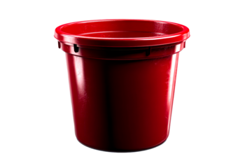 Red plastic bucket for storage and waste management in any setting