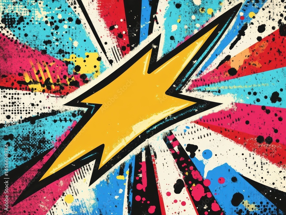 Poster dynamic lightning bolt illustration with vibrant colors and abstract background energy concept desig