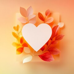 Greeting card with floral background and a central heart shape featuring blank space for personalized messages or quotes.

