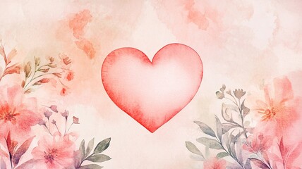 Greeting card with floral background and a central heart shape featuring blank space for personalized messages or quotes.

