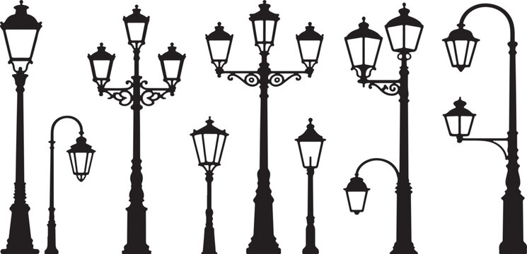  lamp post icon vector silhouette on white background